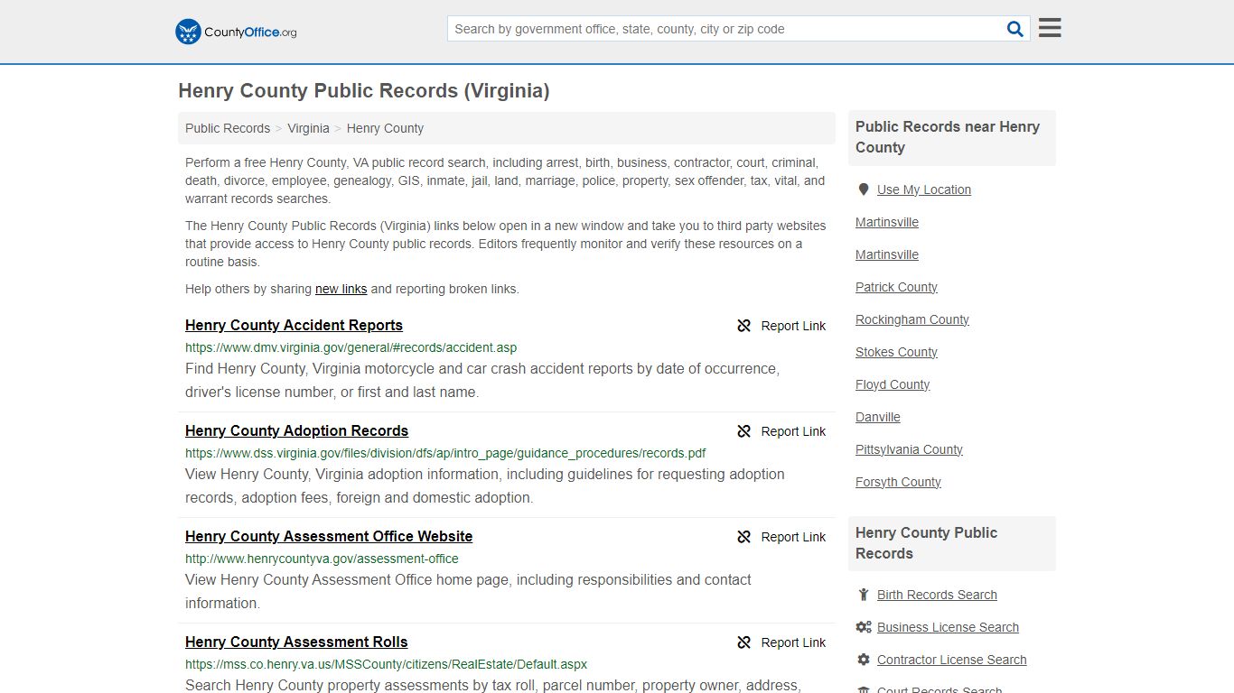 Public Records - Henry County, VA (Business, Criminal, GIS, Property ...