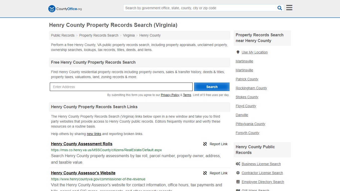 Henry County Property Records Search (Virginia) - County Office